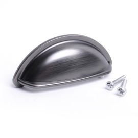 BSM Marketing Ariel Antique Cupboard Cabinet Door Drawer Cup Pull Handle Stepped Chrome/Matt Black/Pewter/Brushed (2, Pewter)