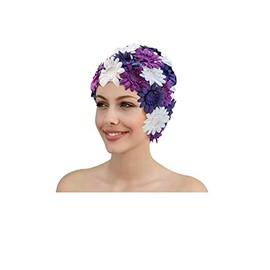 Fashy Fabric Flower Swimming Cap Nylon Purple 3454