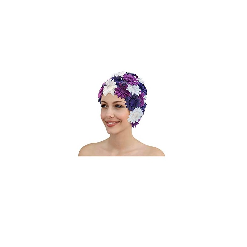 Fashy Fabric Flower Swimming Cap Nylon Purple 3454