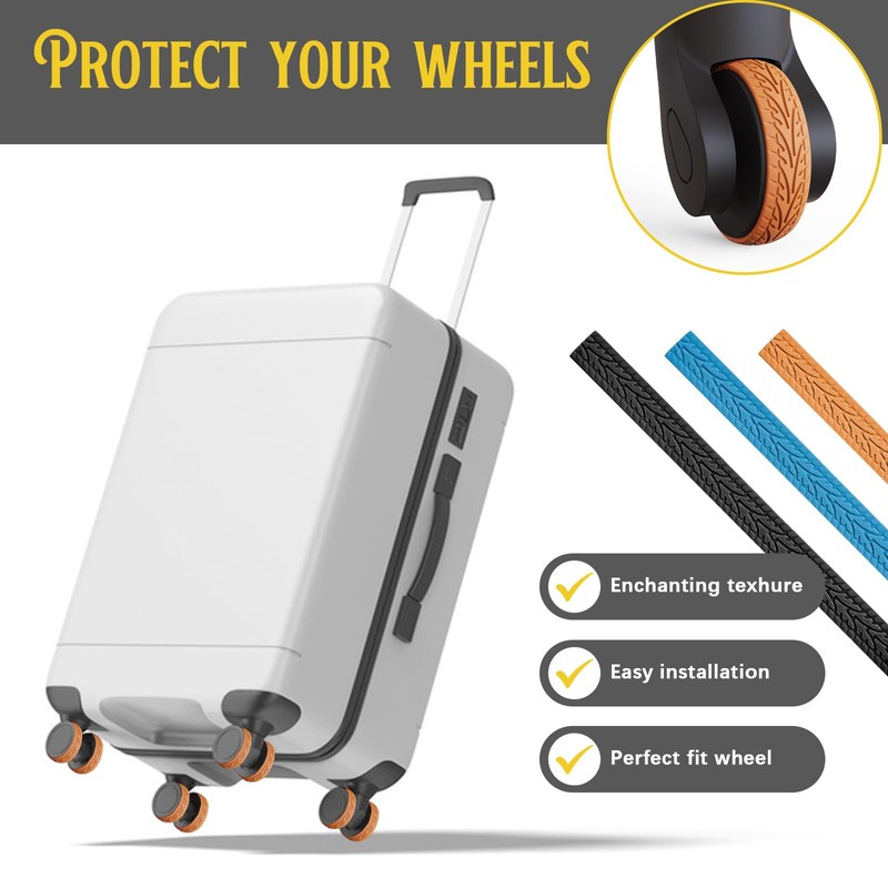 8 Pcs Luggage Wheels Covers Silicone, Suitcase Wheel Covers, Cuttable