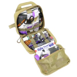 Lightning X Rip-Away Officer's Patrol Tactical Gunshot & Trauma IFAK Kit w/Headrest Mount - Desert TAN