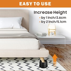 MixDora Bed Risers 1 Inch Round Stackable Furniture Risers Anti-Slip Chair Raisers for Sofas Couches Table Set of 8 Pack Black (1 Inch 8 Pack)