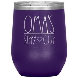 OwingsDesignsPerfect Oma's Sippy Cup Wine Tumbler (12 colors) - Oma Tumbler - Oma To Be Cup - Tumbler Gifts For Oma - Birthday Gift For Oma - Tumbler With Lid (12Oz) (Purple)