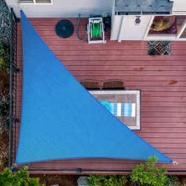 ShadeMart 20' x 23' x 30.5' Blue Sun Shade Sail UPF50 Right Triangle SMTAPRT24 Canopy Fabric Cloth Screen, Water Air Permeable & UV Resistant, Heavy Duty (We Customize Size)