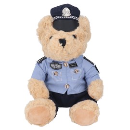 Officer Plush Bear Toy Cartoon Stuffed Furry Traffic Officer Bear Plush Toy for Kids Adults Type 2