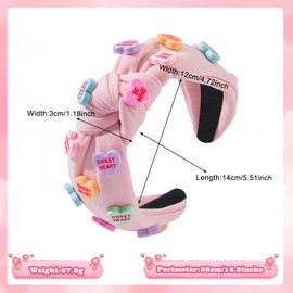 Headband Knot Valentine's Day Headband Women's Heart Headband Girls Children Headband Girls Headband with Bow Hair Band Vintage Pink Headband Women Wide