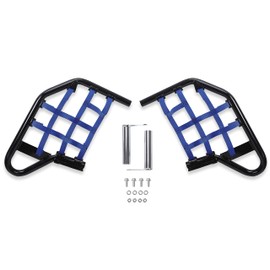 HECASA Nerf Bars Foot Pegs Compatible with All Years Yamaha Raptor 700 YFM 700 YFM700 YFM700R Side Steps Heel Guards (Black Nerf + Blue Nets)