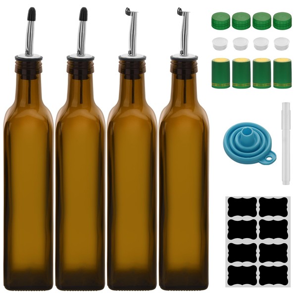 17oz 4 Pcs Olive Oil Dispenser Bottle,500ml Glass Oil and
