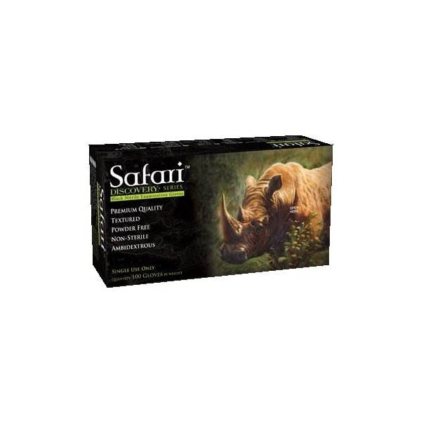 Safari Rhino 4 mil Black Nitrile Examination Gloves, Box of