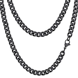 Black Cuban Link Chain Necklace Gothic Women Men Curb Chain for Jewelry Making Statement Black Necklace