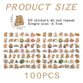 100 Capybara Stickers, Cute Cartoon Stickers, Creative Children's Stickers, DIY Suitcase Water Cup Decoration Stickers, Waterproof Animal Stickers