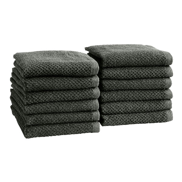 Dark Grey Washcloth- 100% Cotton 12-Pack 13x13 Wash Cloth -