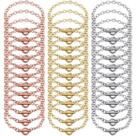 24 Piezas Cadenas de Pulsera con Cierre de Palanca OT Pulsera de Aleación Cadenas de Eslabones Cadenas para Hacer Joyas de Bricolaje para Mujeres Manualidades DIY Joyería