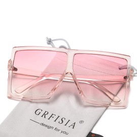 GRFISIA Square Oversized Sunglasses for Women Men Flat Top Fashion Shades