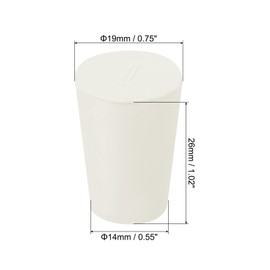 sourcing map Rubber Tapered Plug 14mm to 19mm Solid Test Tubes Bungs Stopper White for Lab 6 Pieces
