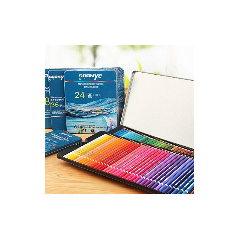 TOOLSTAR Colouring Pencils, Soft Wax Based Cores Watercolour Pencils Set