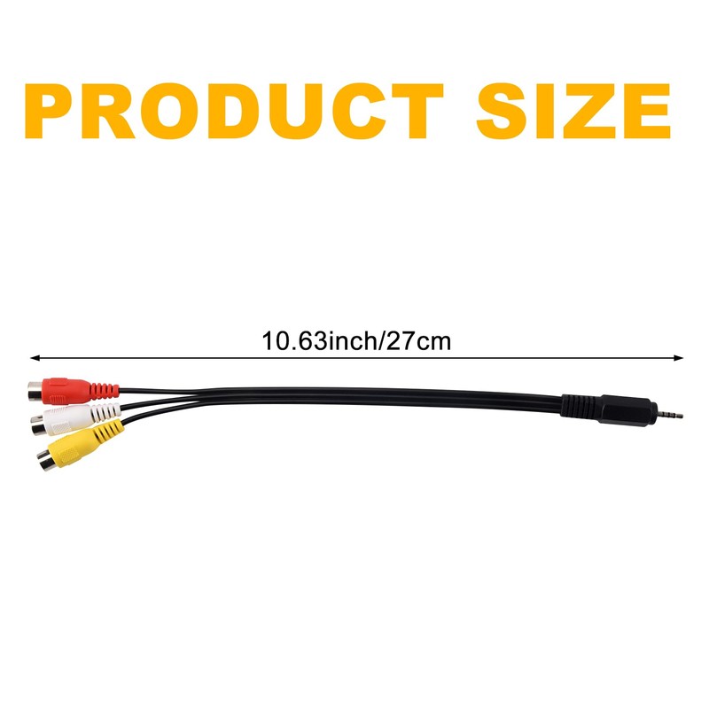 2.5mm Mini AV Male to 3RCA Female M/F Audio Video