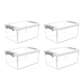 Citylife 4 Packs Small Storage Bins with Lids 3.2 QT Plastic Storage Containers for Organizing Stackable Clear Storage Boxes