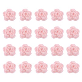 uxcell 20Pcs Flower Sew on Patches, 50mm Handmade Crochet Flowers Floral Embroidered Appliques Embellishments for DIY Hair Hats Clothes Wedding Decor Craft, Pink