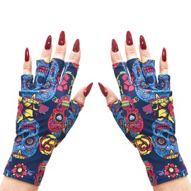 ManiGlovz - Guantes anti UV para manicuras de gel con secadores de lámpara de gel, conducción, descanso y más, guantes sin dedos que protegen la piel del sol y la lámpara de uñas, guantes al aire última intervensión, impresión de núcleo duro