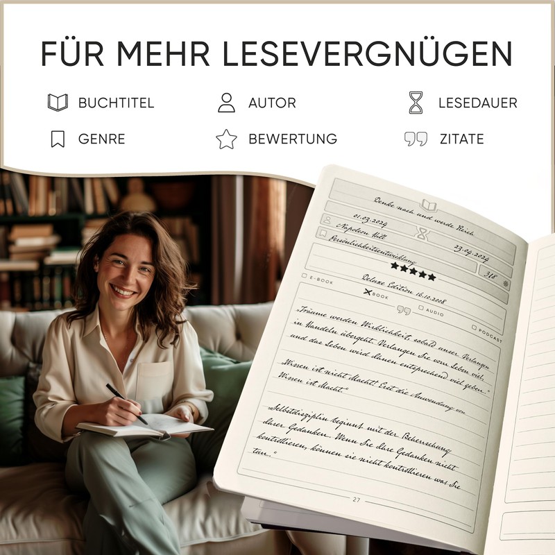 NORTHERN NOTES® Edles Lesetagebuch & Book Journal A5 - Tagebuch