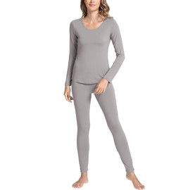 GYS Bamboo Viscose Long Johns Sets Thermal Underwear for Women Long Sleeve Base Layer, Grey, X-Large