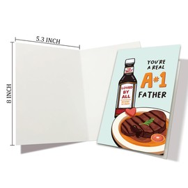 Heyshoo You're A Real Number 1 Dad, Funny Steak Pun Father's Day Card, Cute A1 Steak Sauce Birthday Card for Dad Husband