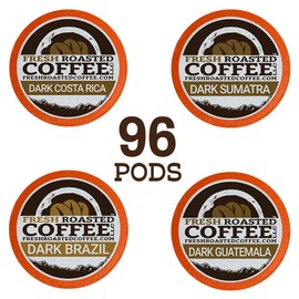 Fresh Roasted Coffee, Dark Roast Variety Pack, K-Cup Compatible, 96 Pods