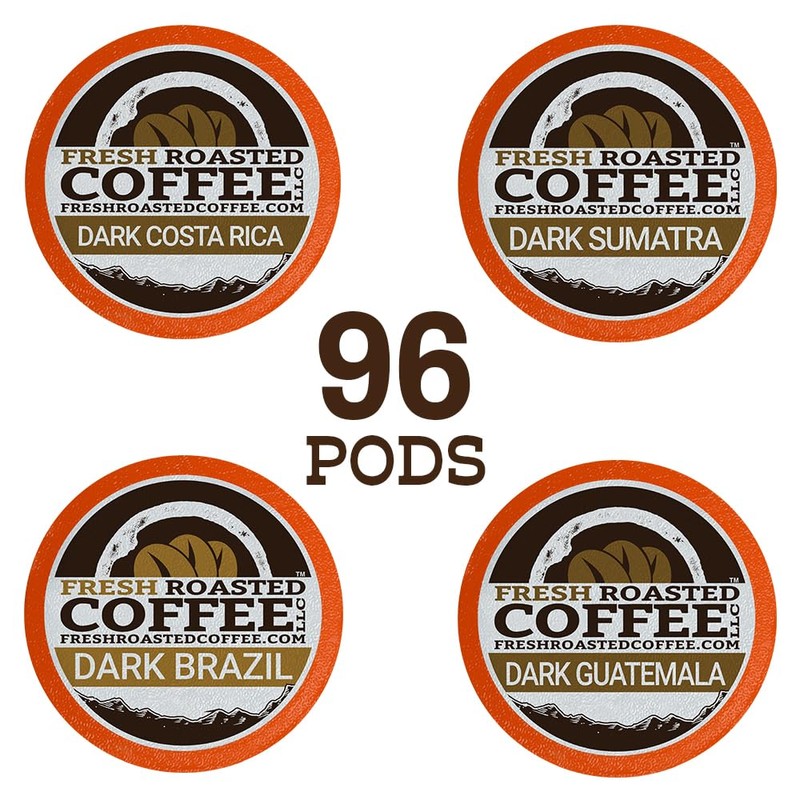 Fresh Roasted Coffee, Dark Roast Variety Pack, K-Cup Compatible, 96