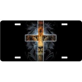 Generic Lion of Judah Yeshua Lamb Lord Jesus Christ Cross Christian License Plate Car Truck Tag