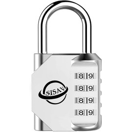 SISAV Combination Lock 4 Digit Outdoor Combination Padlock for School Gym Locker,Sports Locker,Fence Gate,Gate,Hasps and Toolbox,Silver
