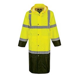 Portwest Hi-Vis Contrast Raincoat 48 - UH446, Yellow/Black, 3XL