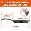 Commercial Chef Cast Iron Danish Aebleskiver Pan, Preseasoned Cast Iron