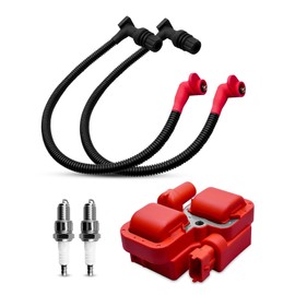QAGGUM Ignition Coil and Spark Plug with Wire Cap Fit for Polaris Ranger Crew 800 RZR 4 S 800 2011-2017, Replace 4012889 3021671 4010425 4012888 4013078