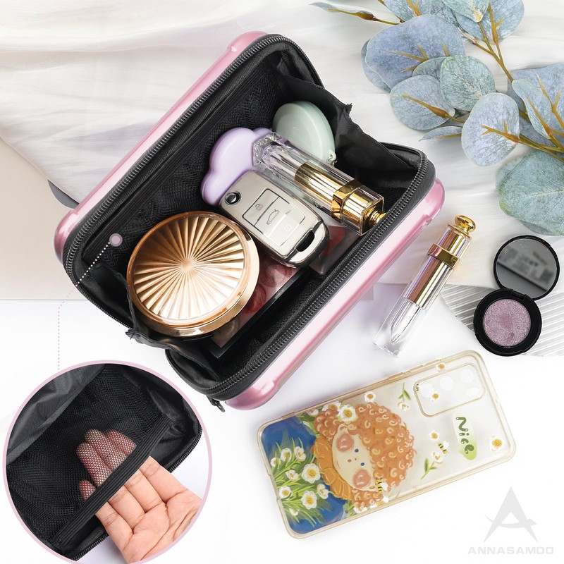 ANNASAMDO Mini Suitcase, Shoulder Bag, Small Suitcase Bag, Handbag, Inner