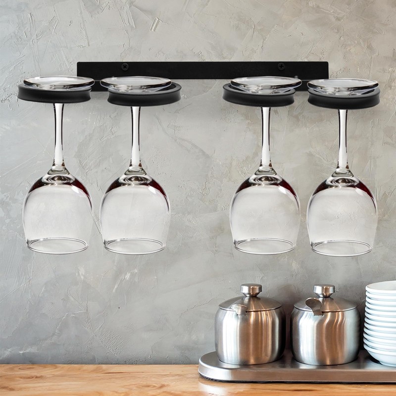 SAMGUYUE 2 Pcs Wall Mounted Wine Glass Rack Stemware, Metal