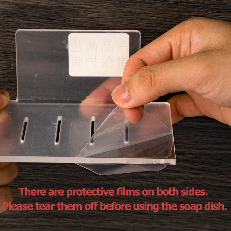 Self Adhesive Soap Dish Wall Mounted, 4 Slot Acrylic Soap