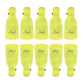 Pana 20 Pieces YELLOW Color Reusable Acrylic Nail Soak Treatment UV Gel Polish Remover Clip Cap Manicure Tool