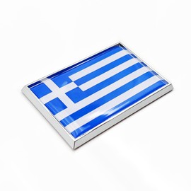 Perdecor Greece Flag Sticker Emblem Greek Decal Car Chrome Flags, 2 Pack, 3 x 2 inches
