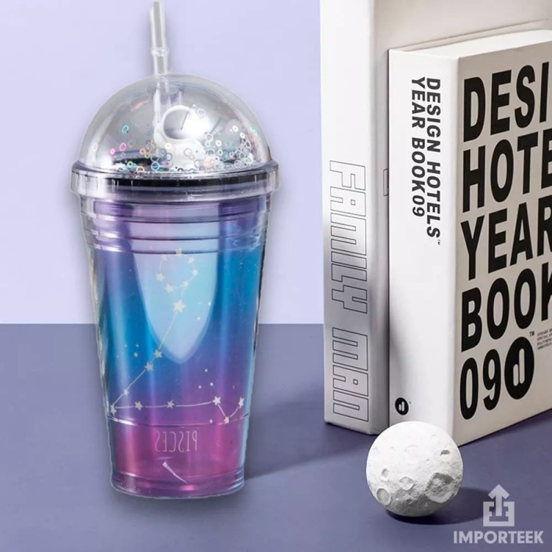 Importeek Termo Vaso Popote Astronauta Signo Zodiacal Capricornio