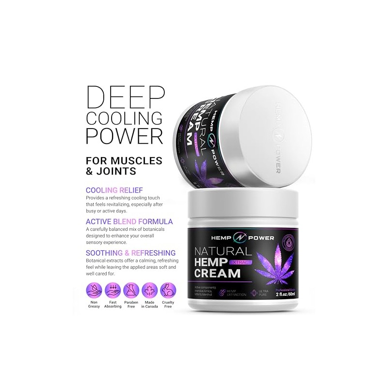 Hemp Power Joint Muscle Relief Cream, with Hemp, Menthol, MSM