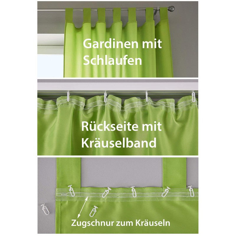 Gardinenbox Berlin 20400N2 Curtains with Loops, Set of 2