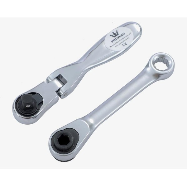 TOPWAY Mini Ratchet Wrench Set 2PCs 1/4 Inch Drive Lockable