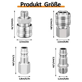 GVPOELR Compressed Air Coupler, Pack of 10, Silver, Copper, Metric, Nickel, Robust and Durable, Dust and Waterproof, Quick Connect, Wide Application