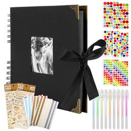 Mooshy Scrapbook Photo Albums DIY Memory Book Large Scrapbook Kit 80pages A4 Scrapbook with Pens Photo Corners Sticker Black Scrapbook for Gifts Perfect for Weddings, Travel, Baby Photo Albums