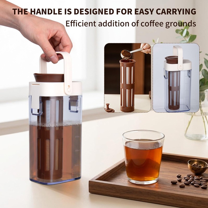 HOUSEASSIST Cold Brew Coffee Maker with 350-Mesh Fine Filter, 34oz