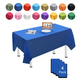 MORAINJAY 4Pcs PEVA Dark Blue Tablecloths,137x274cm Large Rectangular Table Cover for Birthday Party, Solid Color TableCloth for Outdoor Picnic,Waterproof,Wipe Clean Table Cloth for Home Dinner