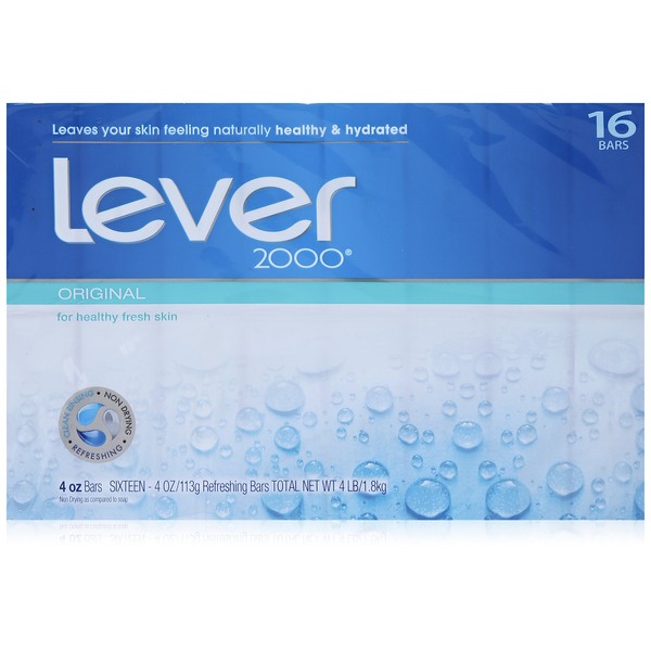 Lever 2000 Moisturizing Bar, Perfectly Fresh Original, 4-ounce Bars in 16-count Package