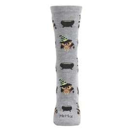 MeMoi Women's Witchy Owl Festive Crew Socks Imperial Purple 9-11