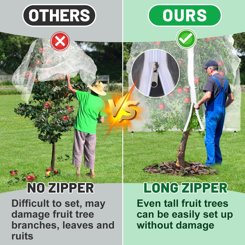 Easy Installation Fruit Tree Netting with Zipper & Drawstring -